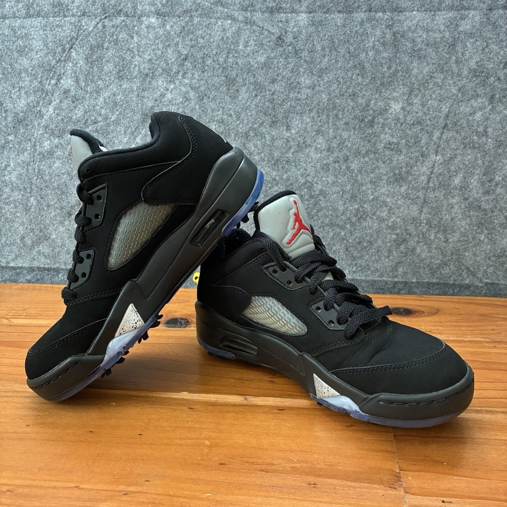 Nike Air Jordan 5 Golf Low Mens 5.5 / Womens 7 Black Metallic CU4523-003 Spikes - Picture 9 of 16